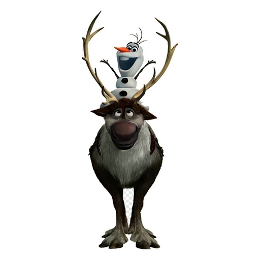 olaf, sven olaf, deersven, elsa lusven, cerf à cœur froid