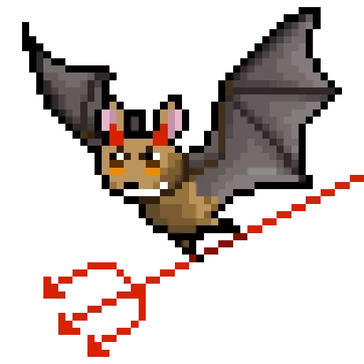 pixel pipistrelli, bat pixel art, demone terraria, pixel art, topo pipistrello carino