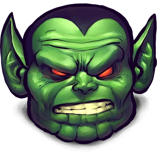 face of the goblin, the green leprechaun, maske mit grünem hintergrund, der grüne kobold fim, world of warcraft
