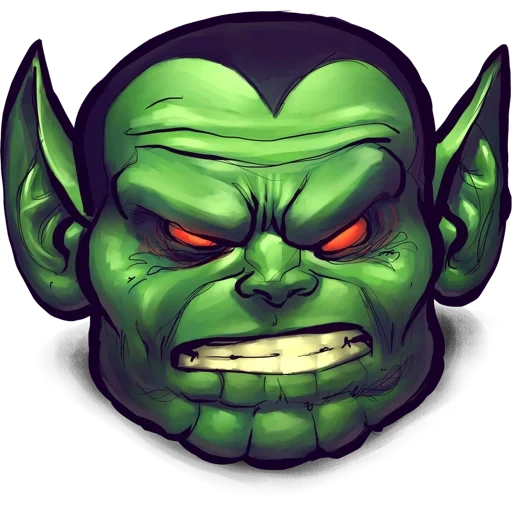 o rosto de goblin, goblin verde, máscara de fundo verde, goblin verde fem, universo warcraft