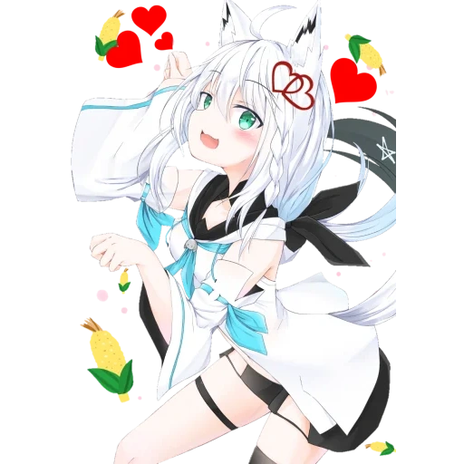 anime neko, anime girl, nico anime art, vitigno bianco, fubuki shirakami