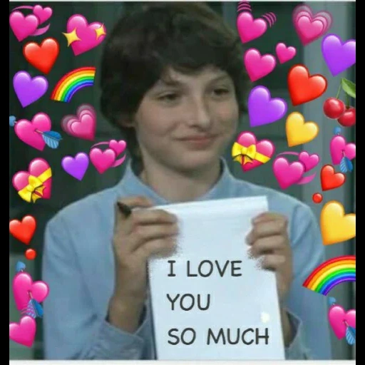 jeune homme, finn wolfard, somebody to you, i love you memes, mème cardiaque