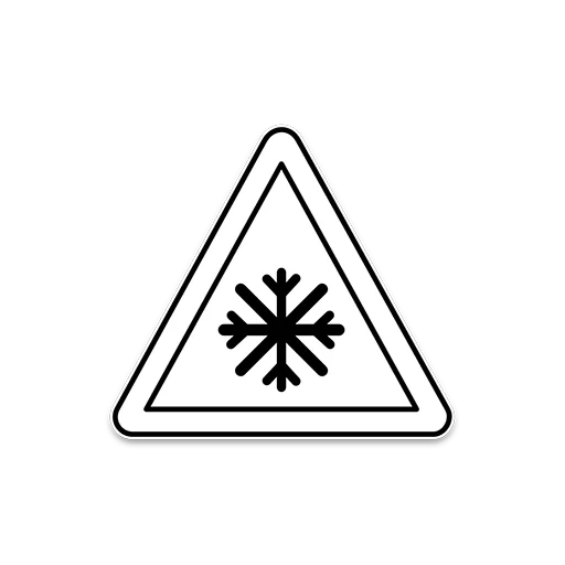 rambu lalu lintas musim dingin, simbol memperhatikan dingin, tanda peringatan, tanda peringatan musim dingin, ikon segitiga kepingan salju