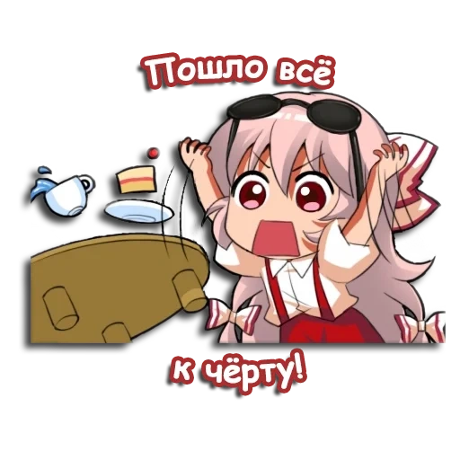 anime kawai, projeto touhou, adesivos de anime, anime desenhos fofos