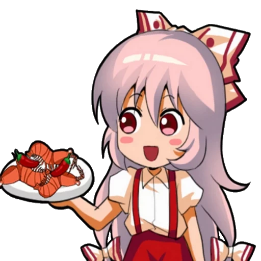 arte de animación, mokou emote, imagen de animación, emoting mokou, personajes de animación