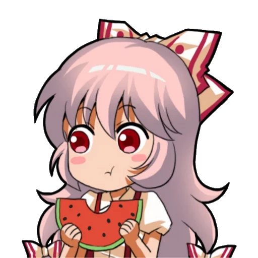 mokou, anime expressionspaket, anime emoticons, ausdruck hinter dem kopf, das projekt touhou