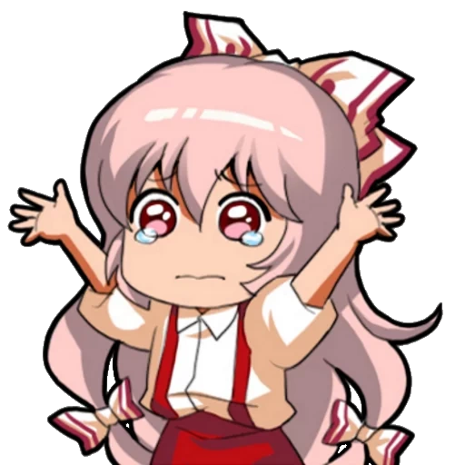 paket emoji anime, emoting mokou, ekspresi di belakang kepala, mokou fujiwara
