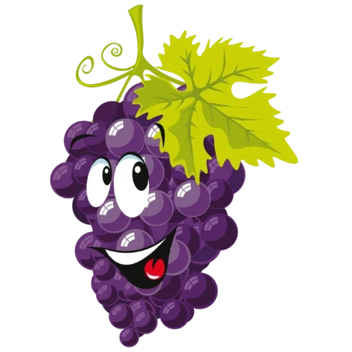 виноград, виноград рисунок, фиолетовый виноград, мультяшный виноград, веселые фрукты виноград