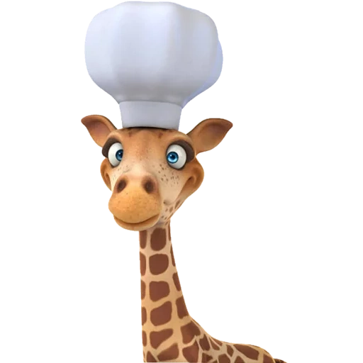 giraffe, giraffe cook, giraffe fun, merry giraffe, giraffe of the cook cap
