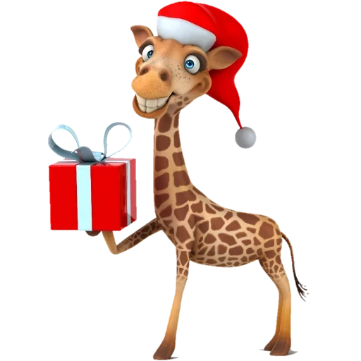 жираф картина, жираф колпаке, веселый жираф, жираф новым годом, новогодний жирафик
