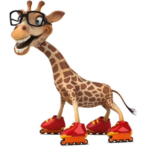 giraffe fun, giraffe with glasses, merry giraffe, giraffe rollers