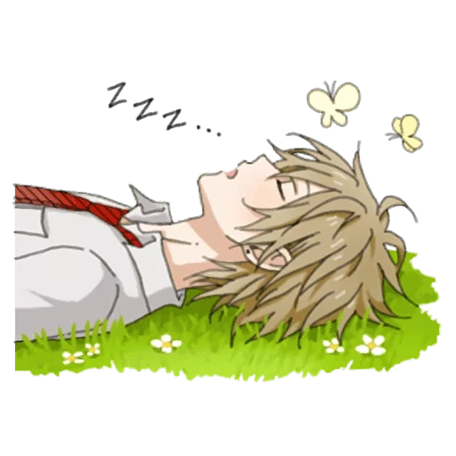 anime boy, garik animation, cartoon character, cartoon blonde is sleeping, anime guy lying down
