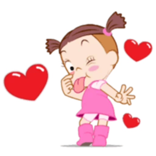 clipart, animación, beso en el aire, la niña es un corazón, dibujos animados de beso de aire