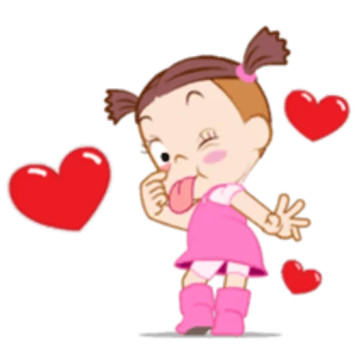 clipart, animazione, bacio d'aria, la ragazza è un cuore, air kiss cartoon