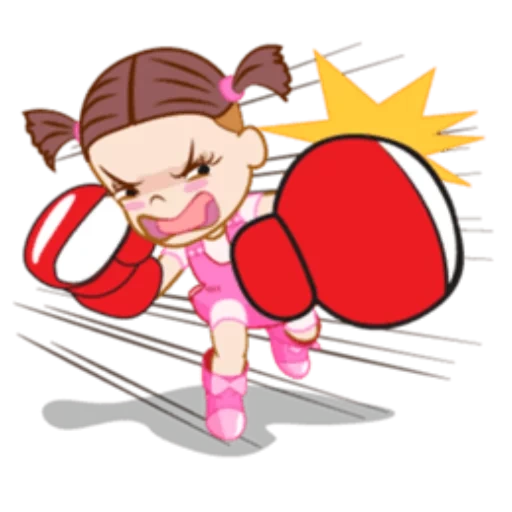 boxed cartoon, boxing girl cartoon