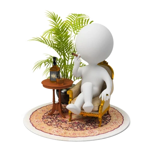 3 d, statuetta-gnomo, 3 d little man, persona seduta sulla sedia, stock little man bianco