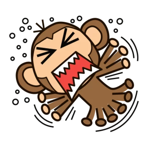 raiva, macaco, rir, pessoa desobediente engraçada, macaco sorridente
