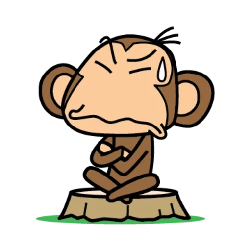 обезьяна, мартышка рисунок, грустная обезьяна, мультяшная обезьянка, line creators neng gesrek