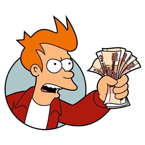 futurama, philip je frit, futurama fry, futurama money, fry futurama money