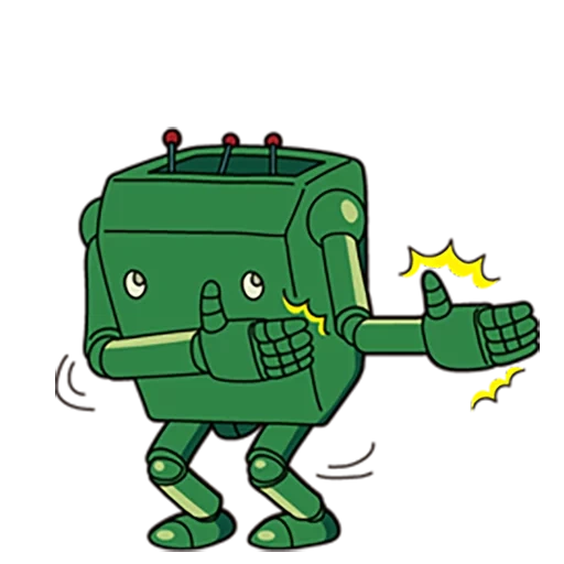 robot, green robot, cartoon green robot
