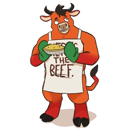 our pizza, figure of the bull, hot pizza, cartoon bulls, bull illustration