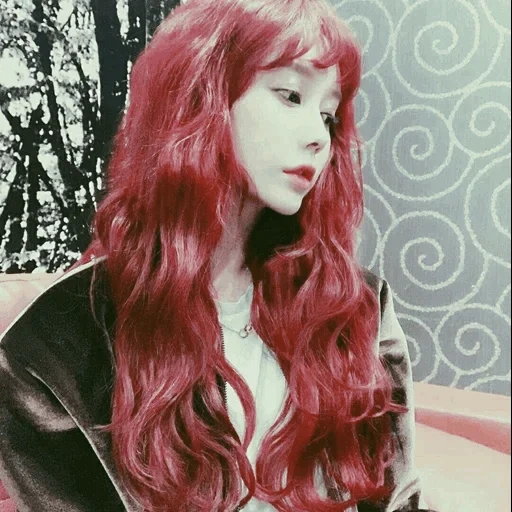 человек, девушка, рыжие волосы, модные волосы, пылающий рубин цвет волос