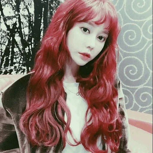 menina, cor do cabelo, cabelo vermelho, linda garota, veludo vermelho da dinastia jin oriental