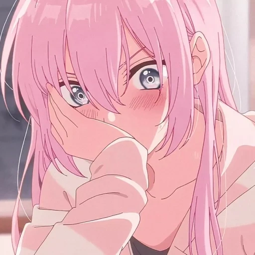 anime, anime kunst, der anime ist ein geworfen, schöner anime, pink gehärteter chan