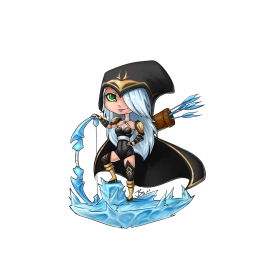 legende, legende legence ashe, lega legends chibi, league legends mobile, legende della lega chibi ashe