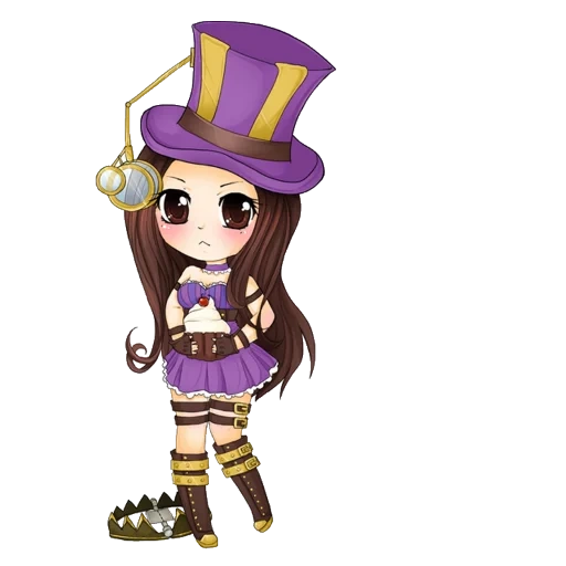 chibi caitlin, caitlin chiby, chibi charaktere, caitlyn league legends, chibi legends league caitlin