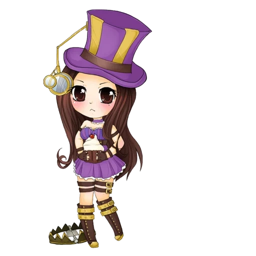 chibi caitlin, caitlin chibi, personajes de chibi, caitlyn league legends, chibi legend alliance caitlin