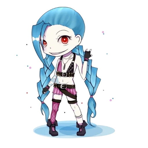 porte-poisse, jinx chibi, jinx chibi art, jinx lol chibi, jinx chibby art