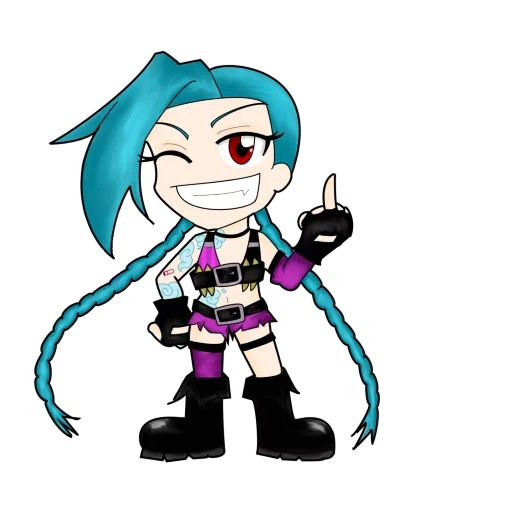 jinx, kinks, seni jinx chibi, jinxlor red cliff, legenda liga jinx