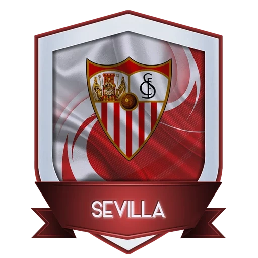 emblème de séville, ligue européenne uefa, logo fc séville, emblème du fc séville, séville logo red