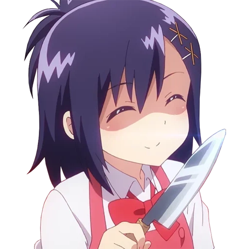 tian with a knife, dropout anime, gabriel dropout, gabriel dropout anime, gabriel throws an anime school