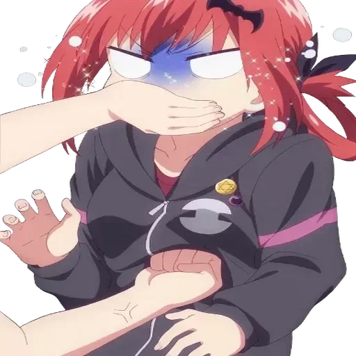 rires d'anime, personnages d'anime, satania kurumizava, gabriel dropout anime, satania kurumizawa crie