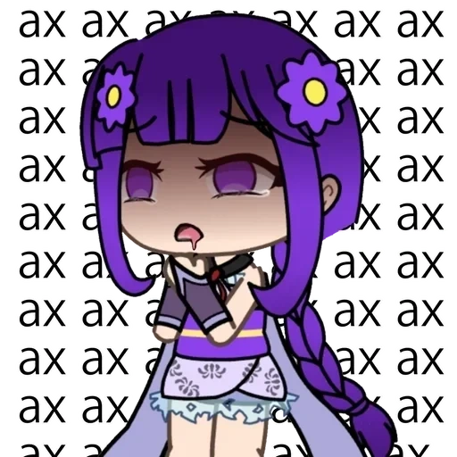 red cliff, yuli decker chibi, red cliff character, cartoon characters, gacha life girl purple hair