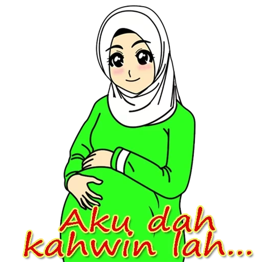 animasi, jeune femme, ibu hamil, gambar kartun, maman muslim cartoon