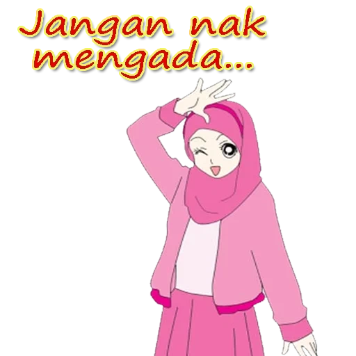 wanita muda, anime hijabe, jilbab dengan latar belakang putih, muslim hijab, wallpaper hijaba gadis