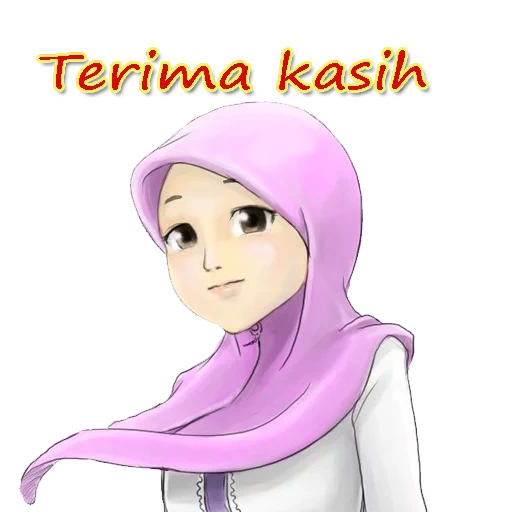 kartun, wanita muda, muslim, gambar kartun, anime muslim muslim
