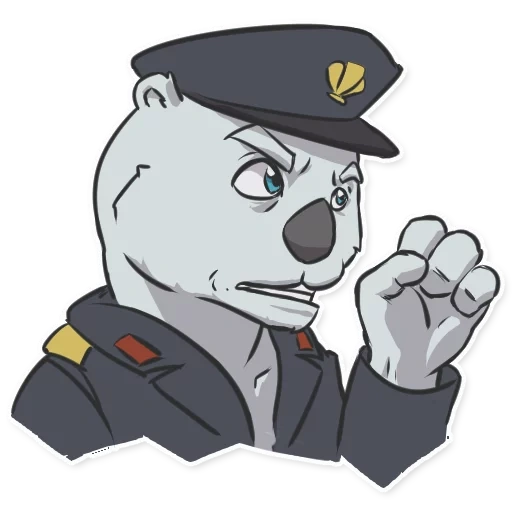 anime, humano, gigante da polícia peluda, furri é um cachorro policial, zerolis urso é um guarda