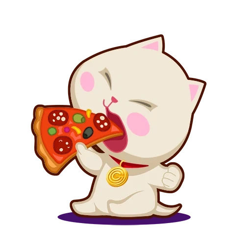 chat, chats chibi, kawai kotiki chibby, dessins de chats mignons, mignon mignon mochi mochi pêche chat pizza