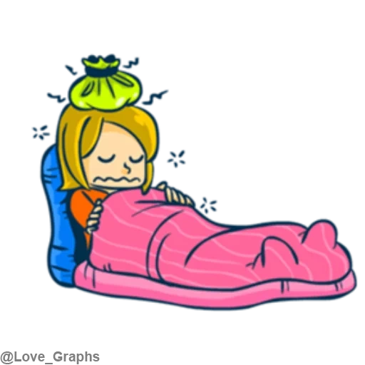illustration, snoopy sleeps, the girl is sleeping, sleepy child, sleeping bag illustration