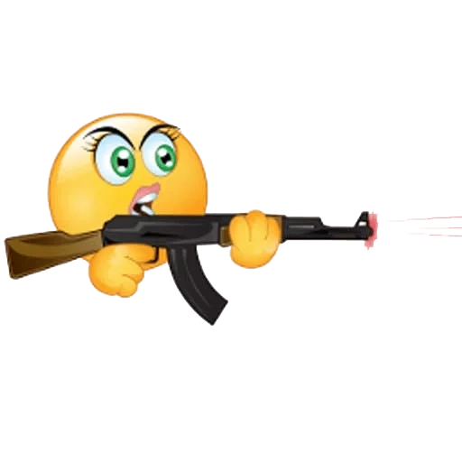 sharpshooter emoji, smiling face, funny smiling face, smiling face machine, smiley pointed a gun at his head
