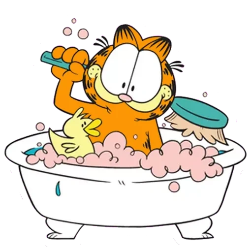 garfield, garfield, garfield wäscht sich, garfield zeichnung, garfield wacht auf