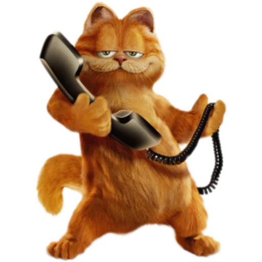 гарфилд, гарфилд кот, кот гарфилд 1, котик телефоном, рыжий кот гарфилд