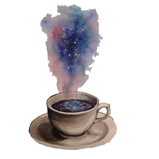 акварель, чашка чая, кофе акварель, кофе космос синий, чашка кофе акварель человеком романтик