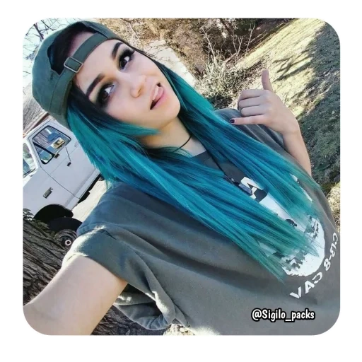 menina, menina emocional, cor do cabelo, linda garota, garota punk cabelo azul