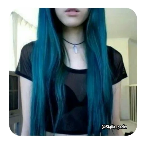 blaues haar, grüne haare, fellfarbe, pastell grünhaarige mädchen, teenageralter grünes haar ohne gesicht trocken