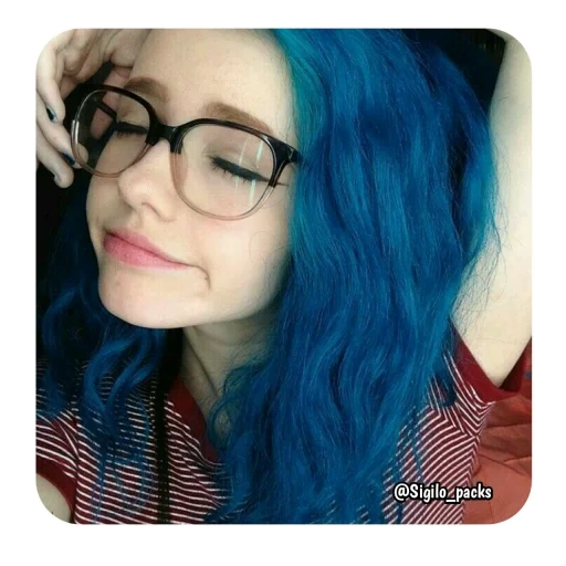 hair, girl, blue hair, short blue hair, selfie blue hair